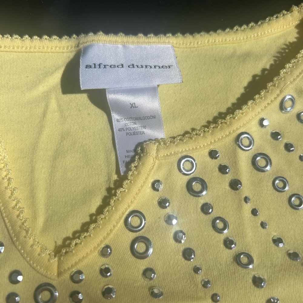 Alfred Dunner Lemon Top with Sparkling Details